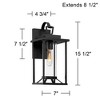 John Timberland Frederick 15 1/2" High Industrial Outdoor Wall Light Fixture Mount Porch House Exterior Set of 2 Sand Black Metal Clear Glass Shade - 4 of 4