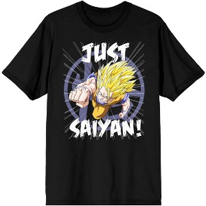 Dbz Just Saiyan Super Vintage Men's Black Crew Neck Tee - M - 1 of 1