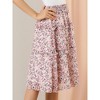 Allegra K Women's Floral Print Smocked Elastic Waist Midi Flowy Tiered Ruffle Skirt - 2 of 4