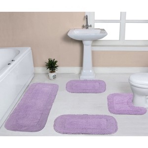 Radiant Bathroom Rugs Set, Washable Rug, Extra Soft and Absorbent bath Rug, Bath Mat Set, Bath Floor Mat Non-Slip, 4 Pcs Set with Runner, Purple - 1 of 4