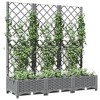 vidaXL Garden Planter with Trellis Light Gray 47.2"x15.7"x47.8" PP - 3 of 4