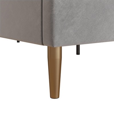 Daphne King-Sized Light Gray Velvet Upholstered Bed with Tufted Headboard