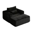 62.5" Corduroy Sponge Sofa Lounge Chair, Fluffy Modern Sleeper with Removable Footrest, No Assembly - 2 of 4