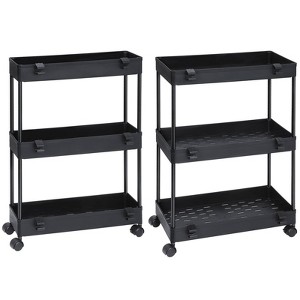 Haitral 2pk 3 Tier Slim Storage Cart Bathroom Storage Organizer Rolling Utility Cart - 1 of 4