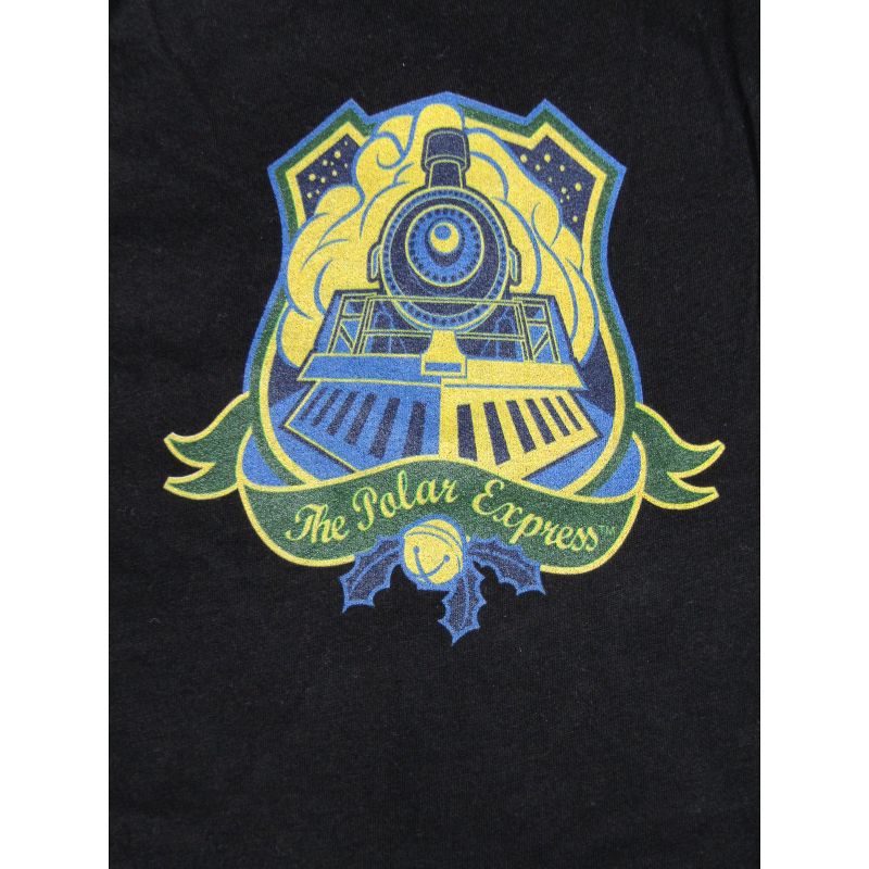 The Polar Express Train Front Crest With Green Ribbon and Bell Men's Black Graphic Sleep Pajama Pants, 2 of 3