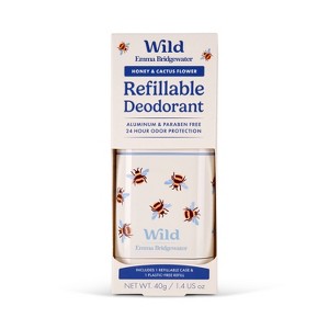 Wild Cosmetics - Refillable Bee Case with Honey & Cactus Flower - Aluminum Free Deodorant - Starter Pack - 5.29oz - 1 of 4