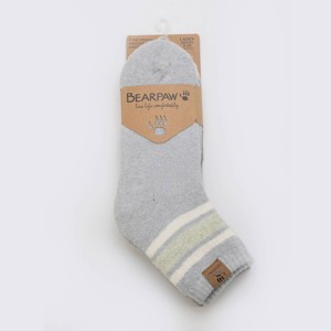 Bearpaw Women's Multi Striped Brushed Terry Anklet/High-Rise Socks 2pk - Med Gray - 1 of 4