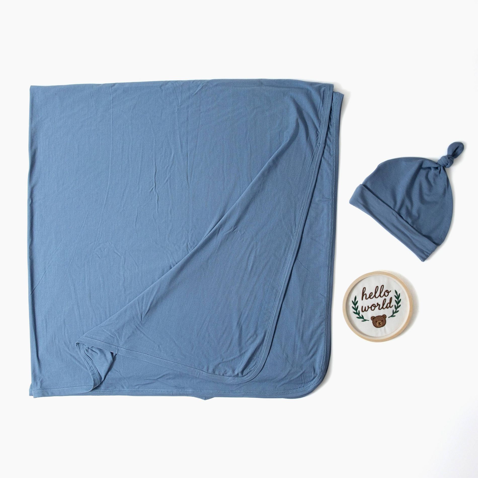 Picolette by Olivia Culpo Baby 3pc Beanie Milestone Set - Blue