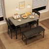 Dining Table Set for 4, Kitchen Table and Chairs for 4, Rectangular Kitchen Table Set with Upholstered Bench - 2 of 4