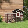 PawHut 49" Wooden Rabbit Hutch Bunny Cage with Waterproof Asphalt Roof, Fun Outdoor Run, Removable Tray and Ramp - 3 of 4