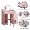 GustoWave Kids Vanity Set with Chair, 2-In-1 Princess Makeup Desk & Dressing Table for Toddler Girls, Pink Vanity,Storage Drawers & Shelves - 4 of 4