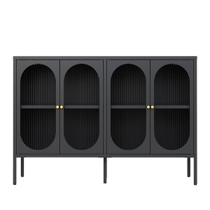 VYNXARIA Metal Sideboard Cabinet with 4 Glass Doors, Steel Locker Buffet Cabinet for Kitchen, Living Room, Coffee Bar Storage - 1 of 4