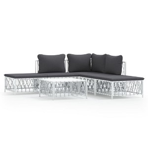 vidaXL Garden Lounge Set White Woven fabric, powder-coated steel, textilene - 1 of 4