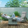 Outdoor Recliner Chair with Cushions, Reclining Patio Lounge Chair with Adjustable Footrest, Armrests, Tray Table - 4 of 4