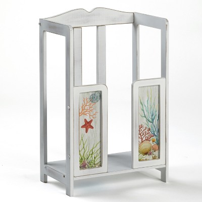 Lakeside Coastal Towel Stacker - Narrow Bath Towel Storage Organizer with Nautical Design