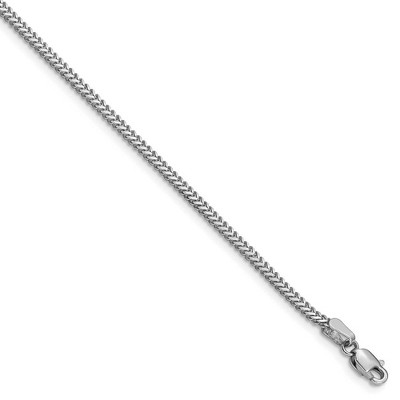 Black Bow Jewelry 1.4mm 14k White Gold Solid Franco Chain Bracelet
