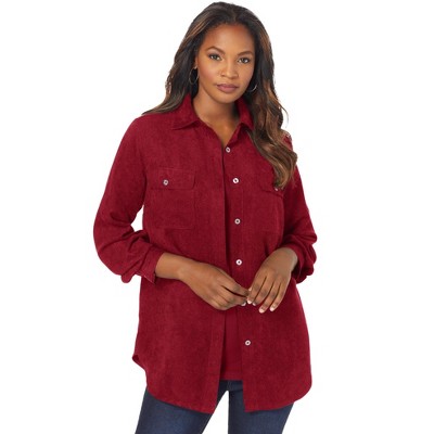 Roaman's Women's Plus Size Faux Suede Big Shirt - 38 W, Rich Burgundy ...