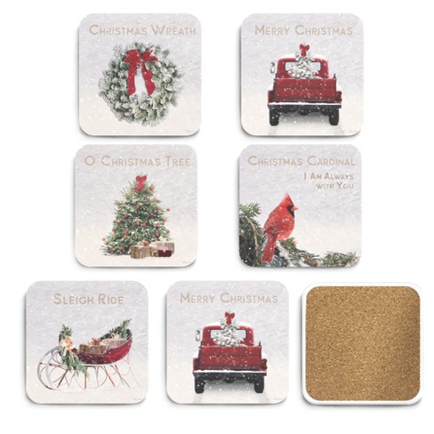 Courtside Market White Christmas 4x4 6-piece Coaster Set : Target