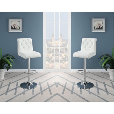 NicBex Set of 2 Bar Stools for Kitchen Island,Adjustable Counter Height Bar Stools with Faux Leather,Bar Chairs for Dining Rooms,Kitchens,White
