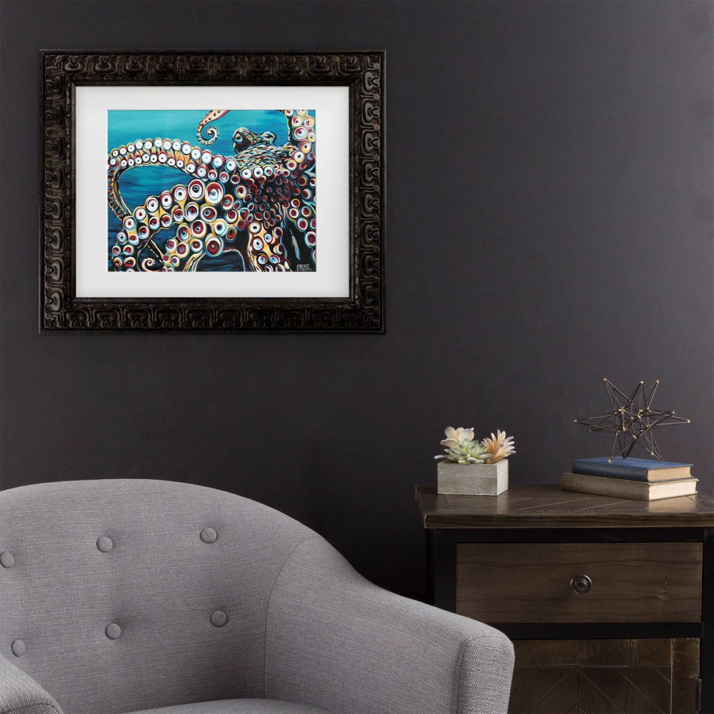 Photos - Other Decoration Trademark Fine Art 16"x20" Carolee Vitaletti Wild Octopus I Matted Framed Art Dark Gold