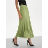 Women's Satin Maxi Skirt - High Waist A-Line Long Skirt for Elegant Office Wear Mint Green - 2 of 4