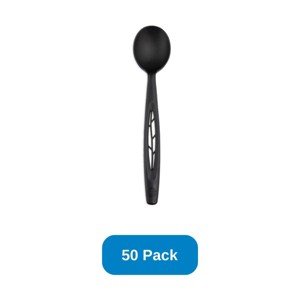 Jaya 6.5" Compostable Spoons Bulk Black - Pack of 50 - 1 of 3