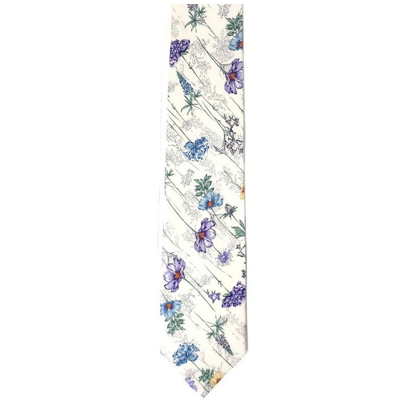 Men's Floral Cotton 3.35 Inch Wide And 58 Inch Long Neckties And Hankies, 2 of 4