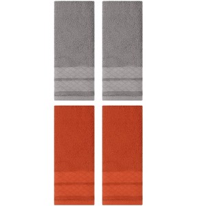REGALWOVEN Geometry Pattern Cotton Soft Decorative Hand Towels for Bathroom 4 Pcs - 1 of 4