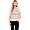 Anna-Kaci Women's Striped Knit Sleeveless Sweater Vest with Collared V-Neck - 4 of 4