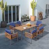Tangkula 7PCS Acacia Wood Patio Dining Set Cushioned Dining Chair & Table Set w/ Umbrella Hole - 2 of 4