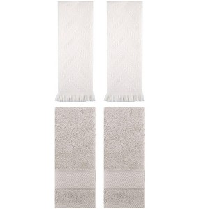 REGALWOVEN 4 Pcs Bathroom Decorative Cotton Soft Absorbent Sold Striped Hand Towel - 1 of 4