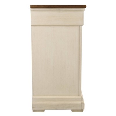Antique White and Brown 64" Farmhouse Dresser with Mirror
