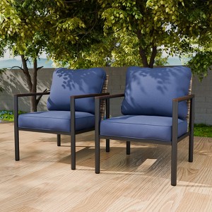 EAGLE PEAK Sunset Dune Collection Modern Patio Furniture Chair, Wicker Metal Outdoor Dining Chairs - 1 of 4