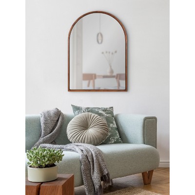 Valenti Walnut Brown Arched Wall Vanity Mirror