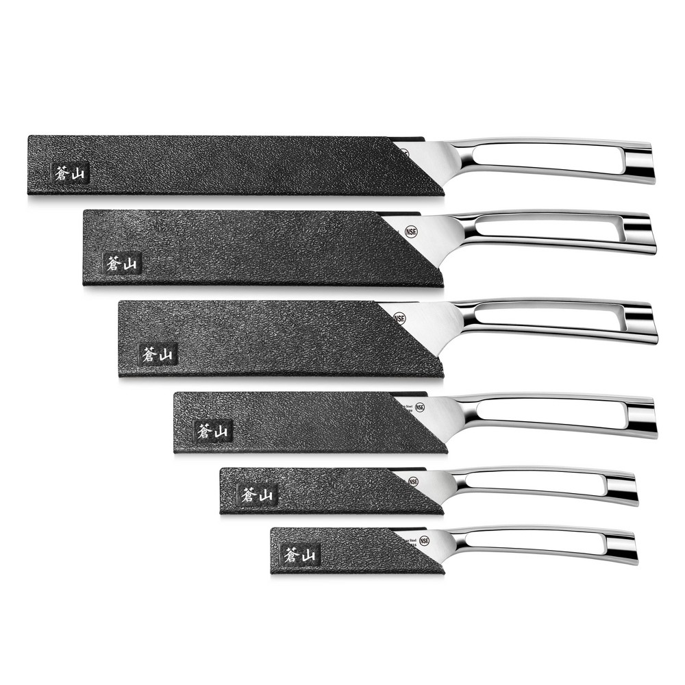 Cangshan 6pc Chef&#039;s Knives Blade Guard Set Black