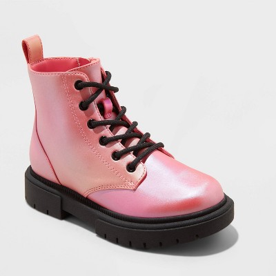 Light pink combat boots hotsell