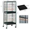 Large Bird Cage with Stand Parrot Aviary with Wheels and Multi Doors for Budgies Indoor Flight Cage with Tray - LAOTIES - 2 of 4