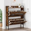 VYNXARIA Shoe Cabinet with 2 flip-top drawers, an entryway shoe cabinet,narrow standalone shoe rack cabinet with metal legs, Rustic Brown - 2 of 4