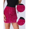 Allegra K Women's Sequin High Waist Stretchy Velvet Sparkle Party Bodycon Mini Skirt - 2 of 4