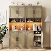 Garvee Kitchen Pantry Cabinet with RGB Light, Tall Kitchen Hutch Bar Cabinet with Microwave Stand,Wood Storage Cabinet,Cupboard for Dining Room, Oak - 3 of 4