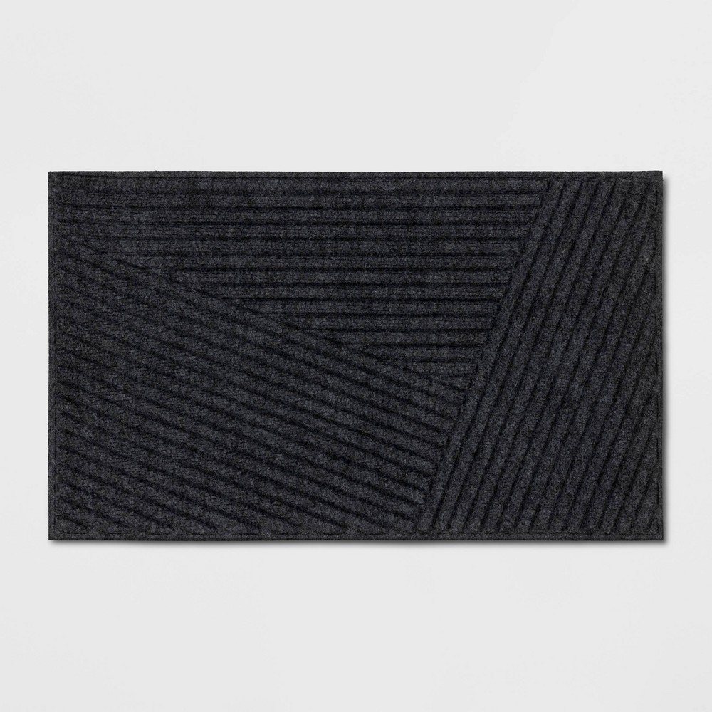 1'6"x2'6" Absorbing Embossed Modern Lines Doormat Gray - Room Essentials™