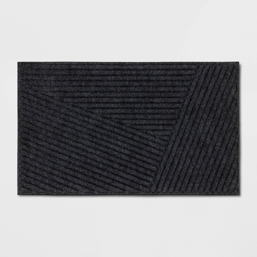 Photos - Doormat 1'6"x2'6" Absorbing Embossed Modern Lines  Gray - Room Essentials™