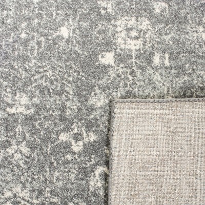 Grey and Ivory High Pile Synthetic Rectangular Rug 4' x 6'