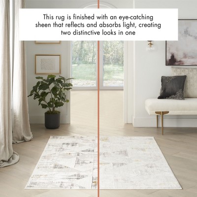 Ivory Abstract Geometric Easy-Care Synthetic Area Rug
