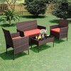 Jojoka 4-Piece Patio Furniture Set, All-Weather Rattan Chairs with Cushions and Glass Table, Outdoor Wicker Conversation Set for Porch, Lawn, Garden - 2 of 4