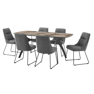 7pc Andes and Quartz Rectangular Dining Set Gray - Armen Living