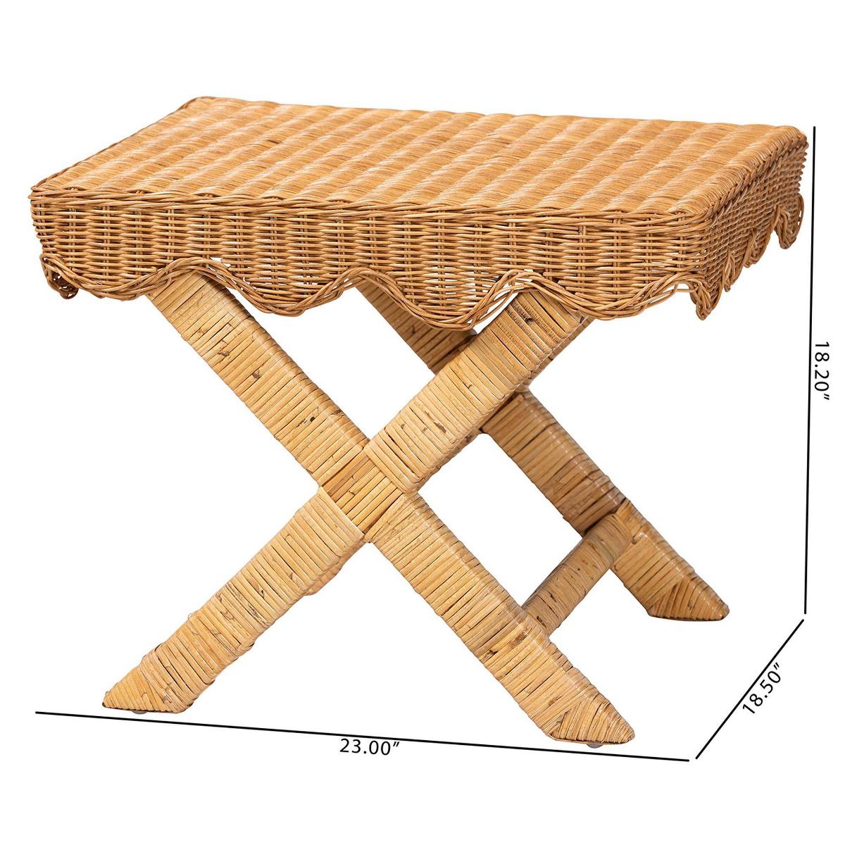bali & pari Modesta Natural Rattan Accent Bench Light Honey - thumbnail 4