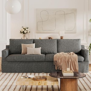 Vipbear 93'' 3-seater sofa with deep seats, modern upholstered sofa with wide armrests, detachable Chenille cover, sofa living room, apartment, grey - 1 of 4