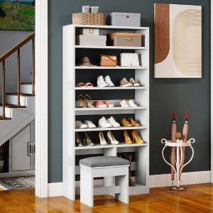 70.9inch Tall Shoe Cabinet with Open Storage and High Boots Cubby for Entryway Living Room - 1 of 4