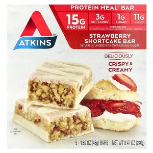 Atkins, Protein Meal Bar, Strawberry Shortcake, 5 Bars, 1.69 oz - 1 of 3